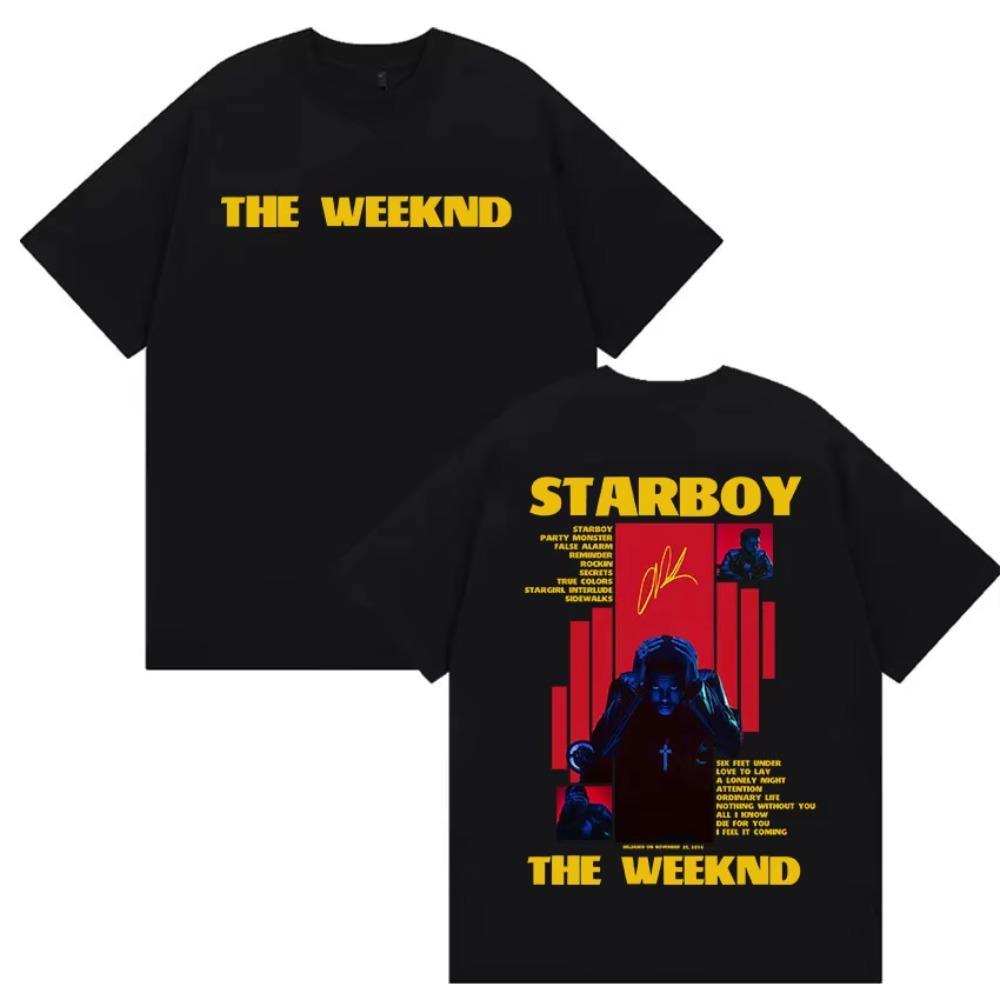 The Weeknd Starboy Graphic Cotton Tshirt Unisex Unisex Hip Hop Short Sleeve Unisex Casual Daily Vintage Streetwear Basic Tops