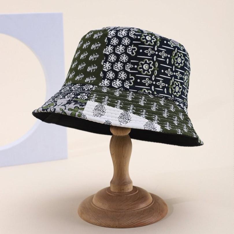 Cashew Flower Fisherman'S Hat, Men And Women Wear Sunscreen Caps On Both Sides, Outdoor Tide Basin Cap Tide