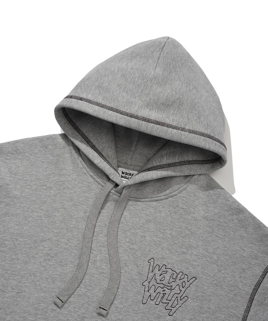 Stitch Lettering Hoodie Gray