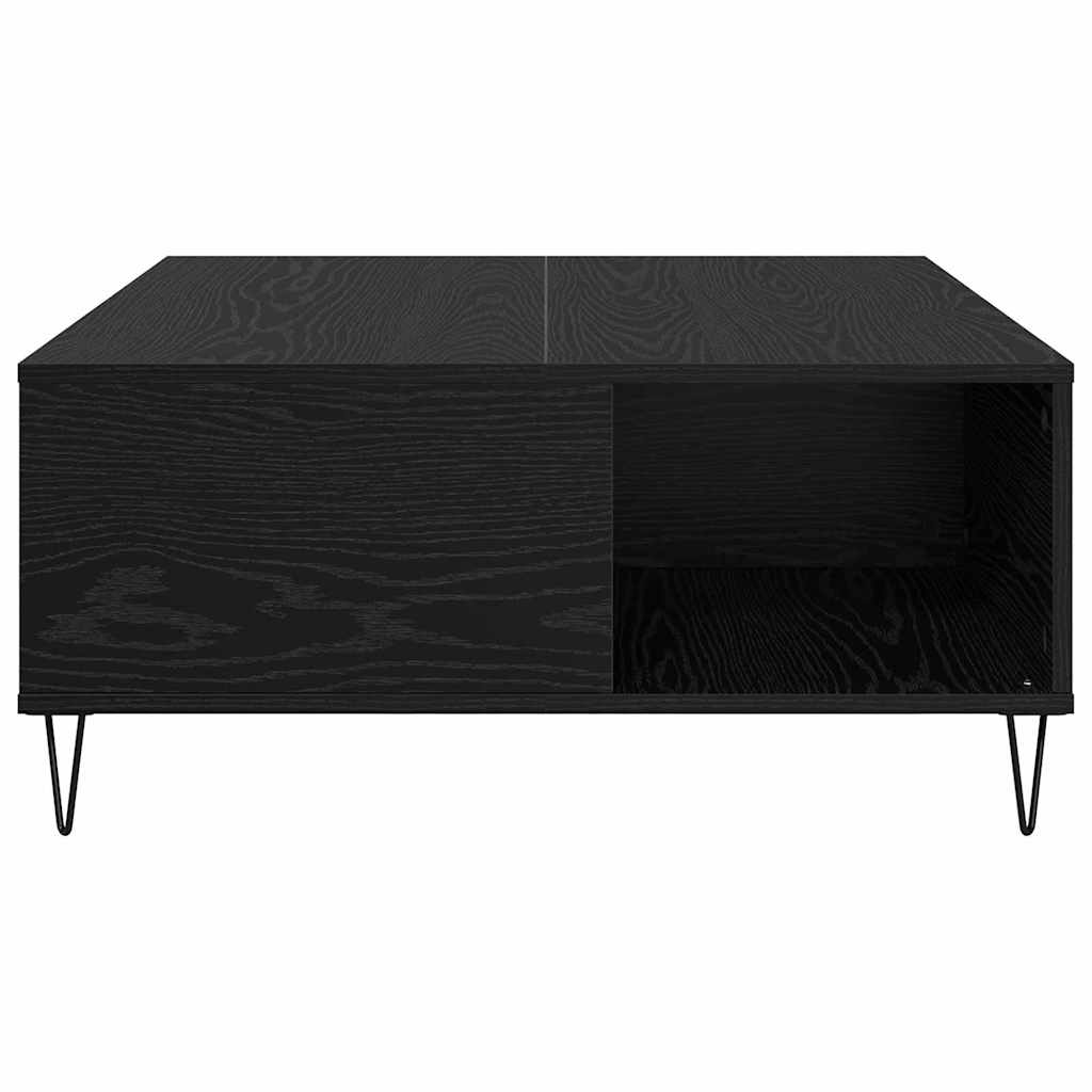 Coffee Table Black Oak Look 80 x 80 x 36.5 cm Engineered Wood