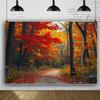 2D lebendiger Herbst-Ahornwaldweg Fotografie Hintergrund
