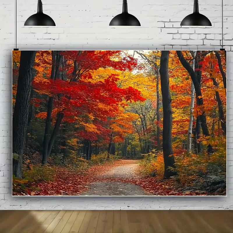 2D lebendiger Herbst-Ahornwaldweg Fotografie Hintergrund