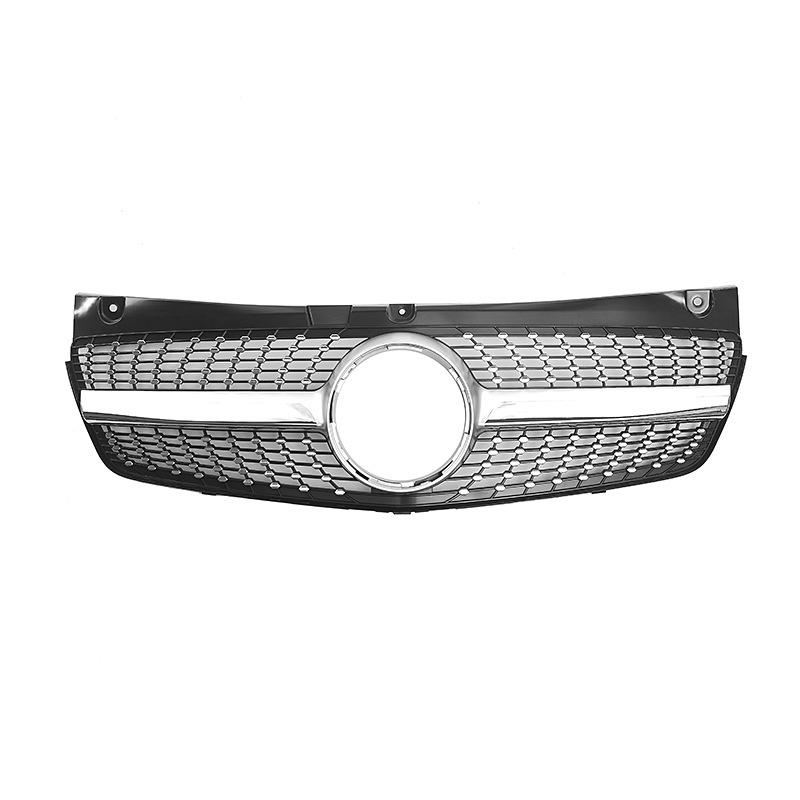 For Viano W639 2011-2014 Front Grille Diamond Star Style ABS Replacement Racing Grill Bumper Mesh Facelift Exterior Car Parts