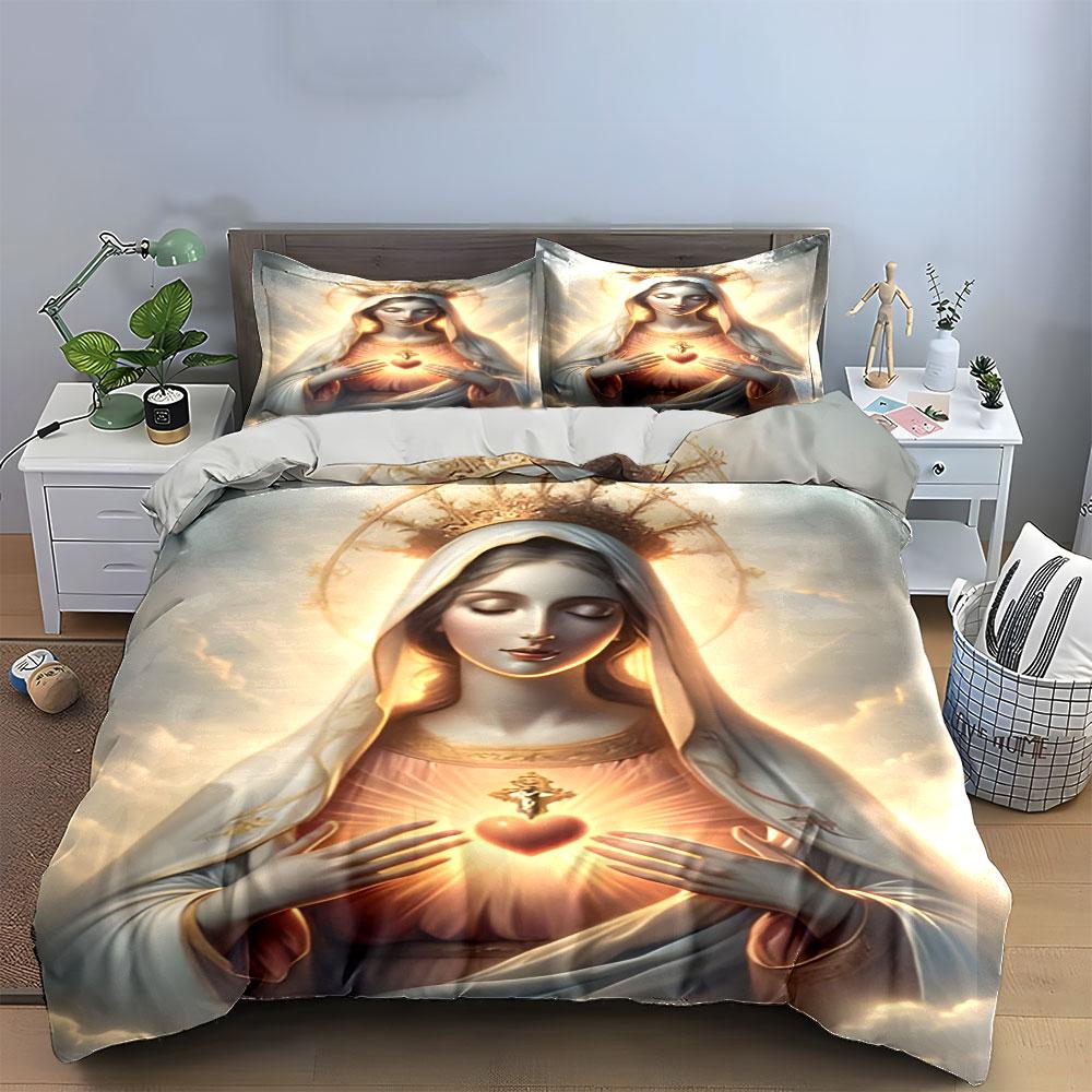 Religious Figure Holding Heart. Bedding Sets Duvet Cover Sets Duvet Covers Pillowcases(1 * Duvet Cover 2 * Pillowcases Without Duvet Insert)