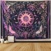 VIKAMA Purple Pink Starry Sky Sun Butterfly Tapestry Bohemian Mysterious Flower Totem Background Cloth Living Room Decoration