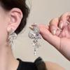 Hollow Butterfly Diamond Pendant Earrings Temperament Versatile Stud Earrings Light Luxury Fashion Niche Earrings
