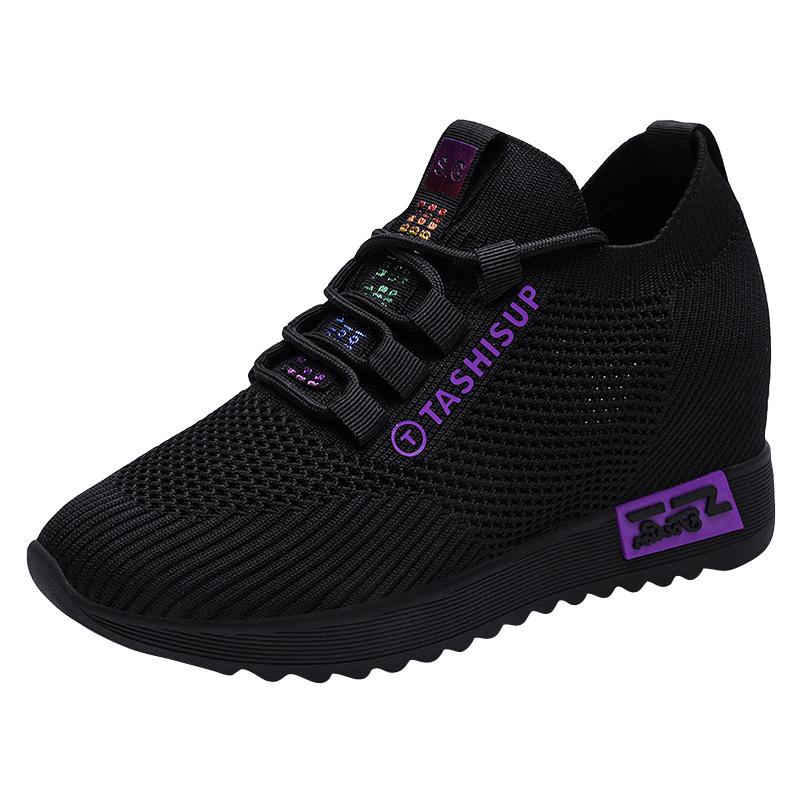 2025 Summer New Flying Woven Shoes Women's Shoes Inner Height Increase Tide Shoes Internet Celebrity Explosion Breathable Versatile Casual Shoes M