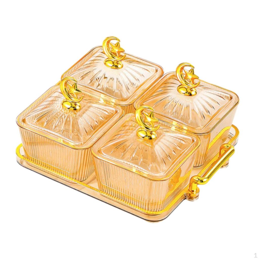 Divided Serving Bowl, Appetizer Plate, Multi-purpose Candy And Nuts Bowl with Lid, Dry Fruit Tray