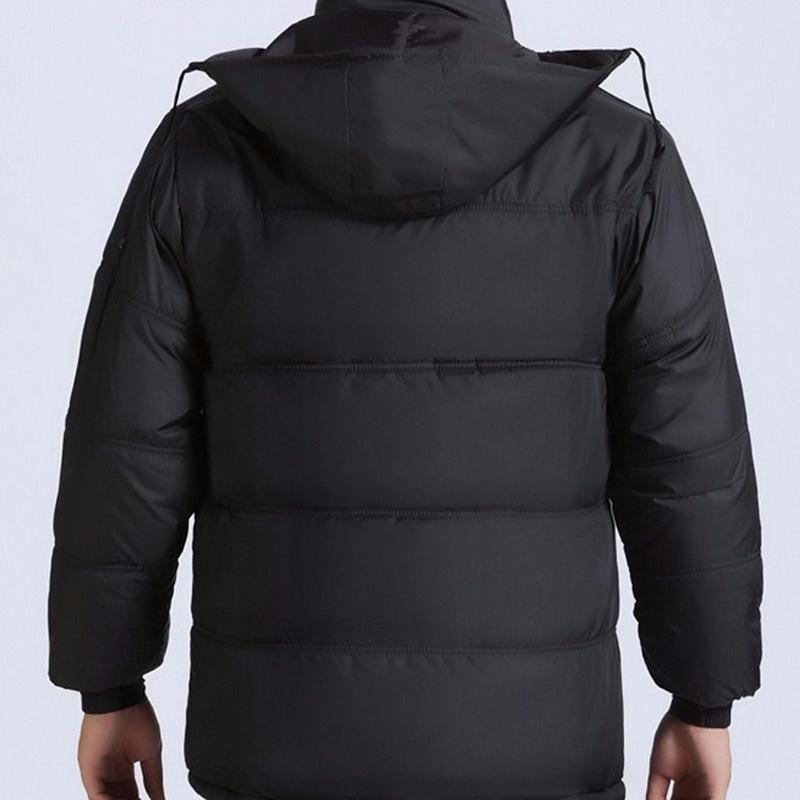 Herren Herbst und Winter Gepolsterte Übergröße Verdickte Oberbekleidung Mit Kapuze Lässige Kurze Warme Jacke Mit Reißverschluss
