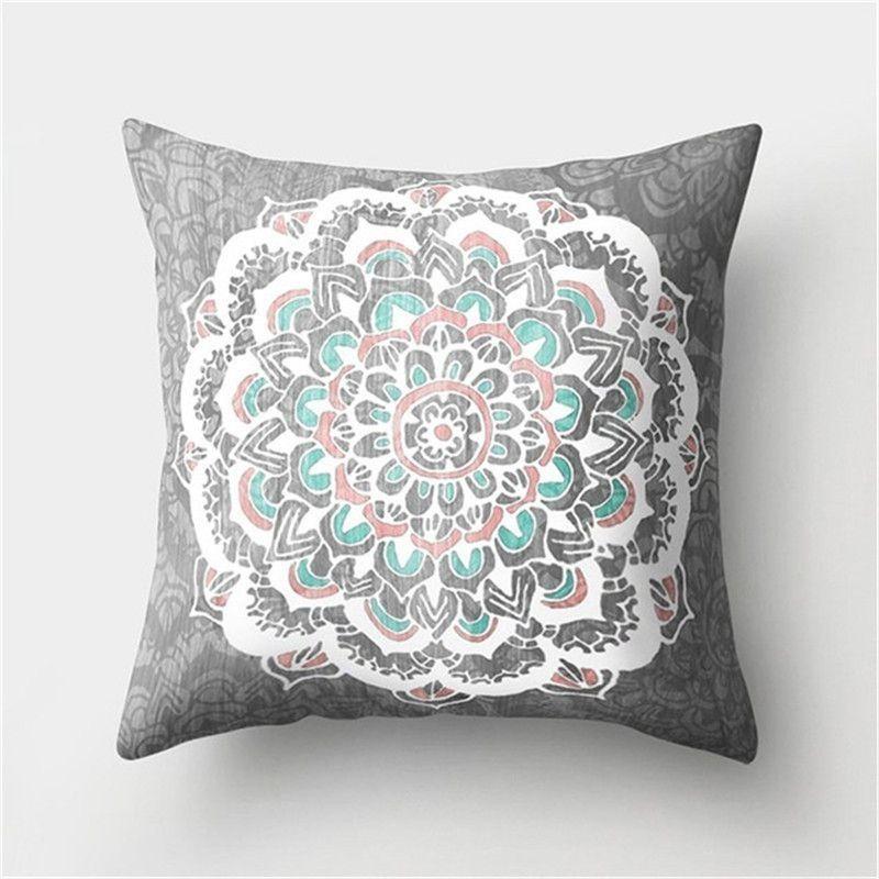 Luxurious Boho Mandala Flower Square Pillow Case Enhances Any Home Or Car Decor
