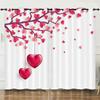 Valentine'S Day Girl Heart Pink Love Rose Digital Printing Curtain Blackout Punching