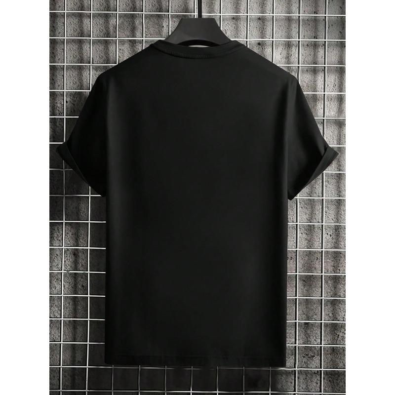 European Size Men's Casual Black T - Shirt Father Daughter Silhouette Heart Graphic Short Sleeve Tee Men's Fashion Daily Wear
