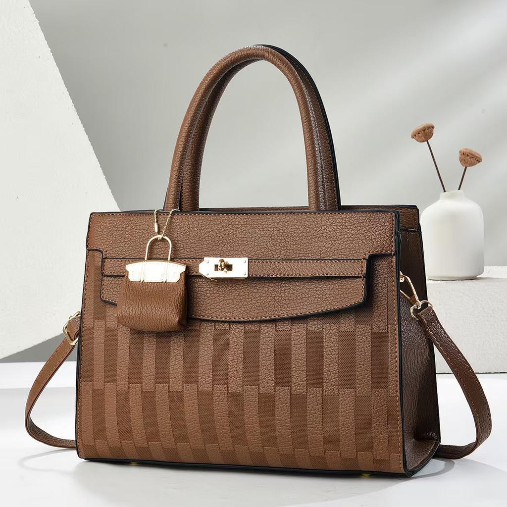 New Style Plaid Embossed Stitching Large Capacity Handbag Fashion Design Style Shoulder Bag For Send Mother Female Bag