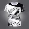 Retro Men'S T-Shirt 3d Music Notes Printed Men Clothing Daily Casual Short Sleeve Street Designer Tees Top Loose Oversized Shirt