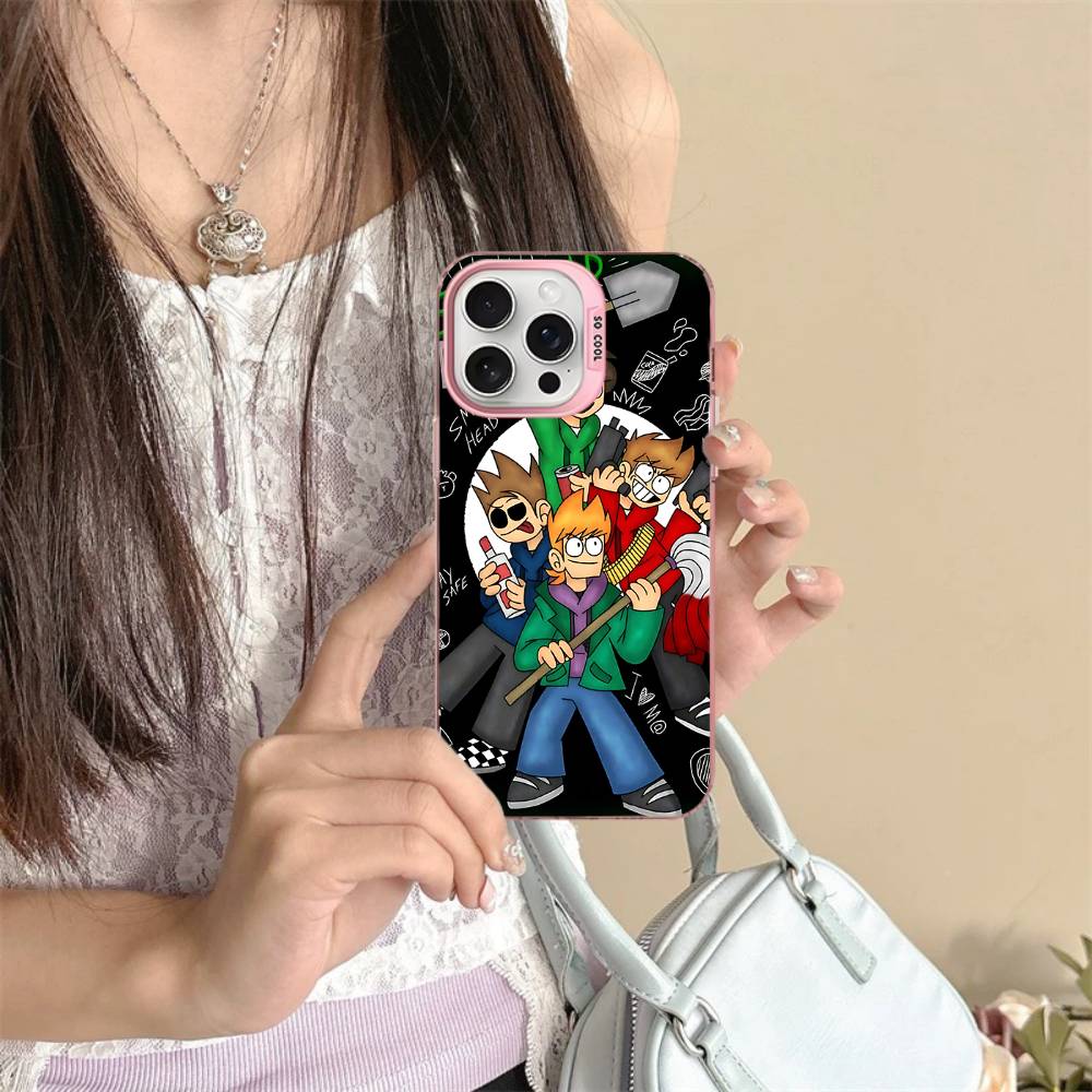 Cartoon Cute E-Eddsworlds Phone Case For IPhone 17 16 15 14 11 12 13 Pro Max Plus Pro Colored Silver Cover