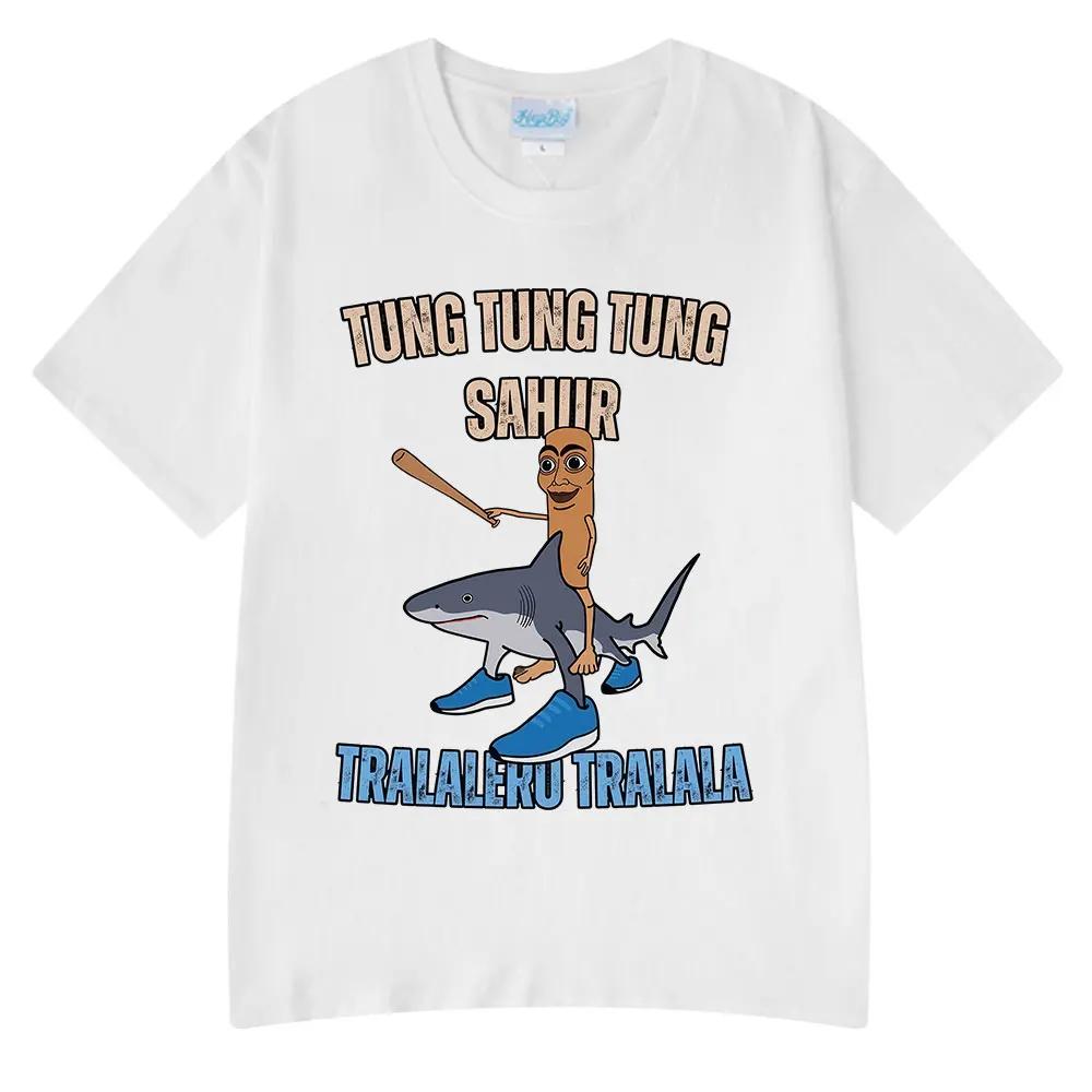 Italian Brainrot Tralalero Tralala Tung Tung Tung Sahur Funny Meme T-shirt Women Fashion Loose T Shirts Women T-shirts