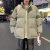 New Stand-up Collar Cotton Coat Men's Solid Color Men's Autumn and Winter Coat Couple Casual Cotton Coat Men's Top Bread Coat