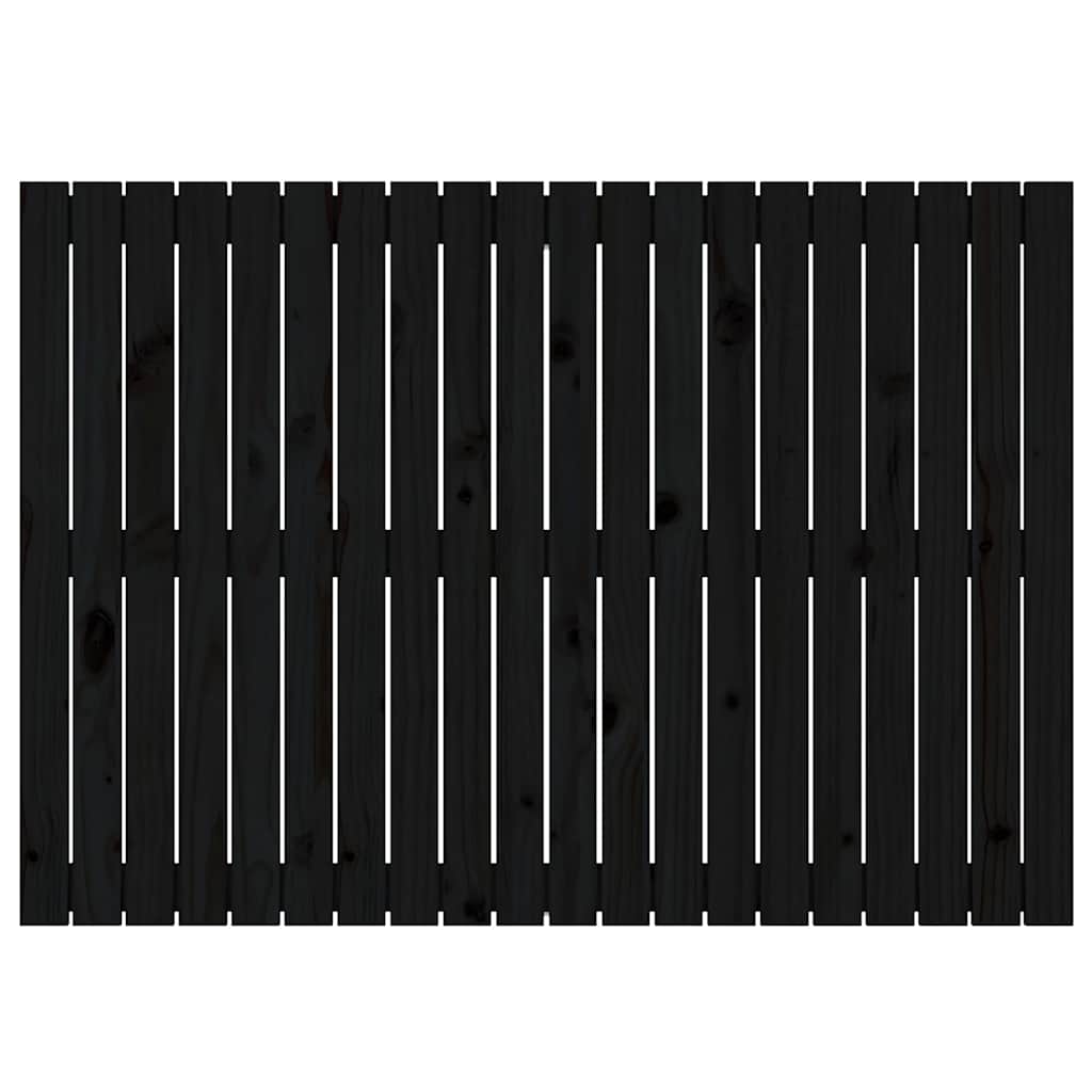 Wall Mounted Headboard in Black 127.5 x 3 x 90 cm Solid Pine Wood