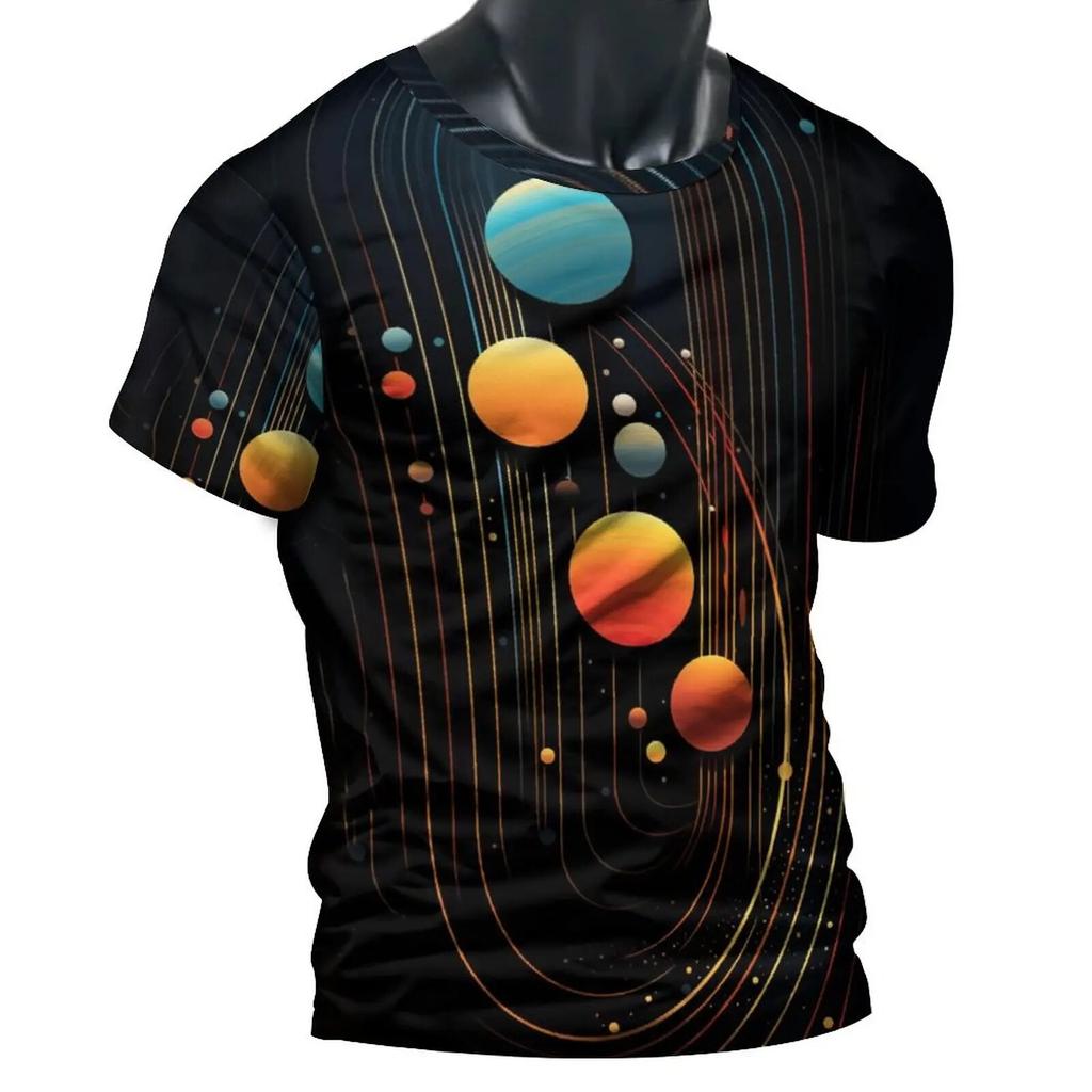 Abstract Lines 3D Print Men's T-Shirt Summer Oversized Casual Short Sleeve T-Shirts Fashion Harajuku Streetwear O-Neck Tops