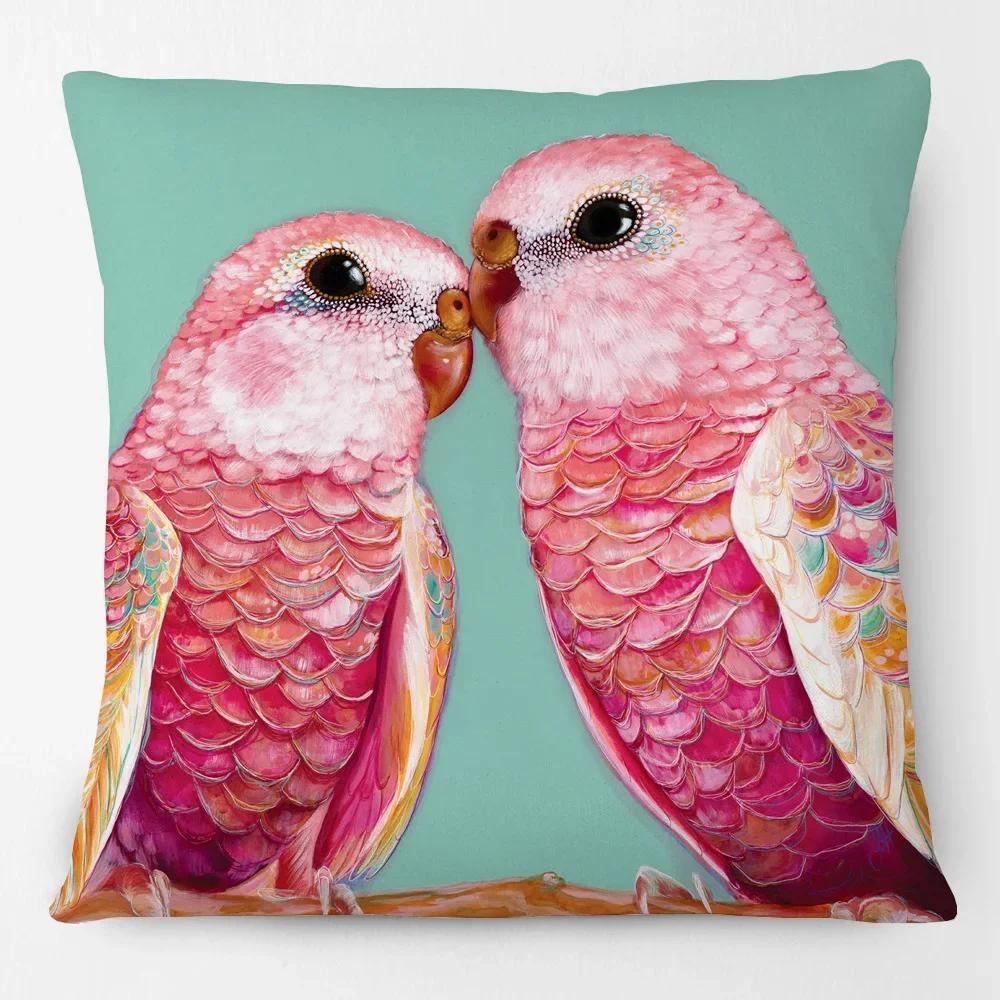 Beautiful Bird Parrot Kookaburra Floral Painting Cushion Cover Home Decorative Sofa Throw Pillow Case