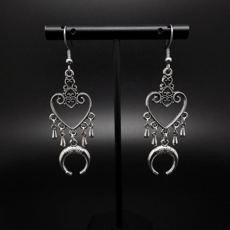 Vintage Gothic Court Tassel Dangle Earrings Silver Color Goth Punk Aesthetic Jewelry Accessory