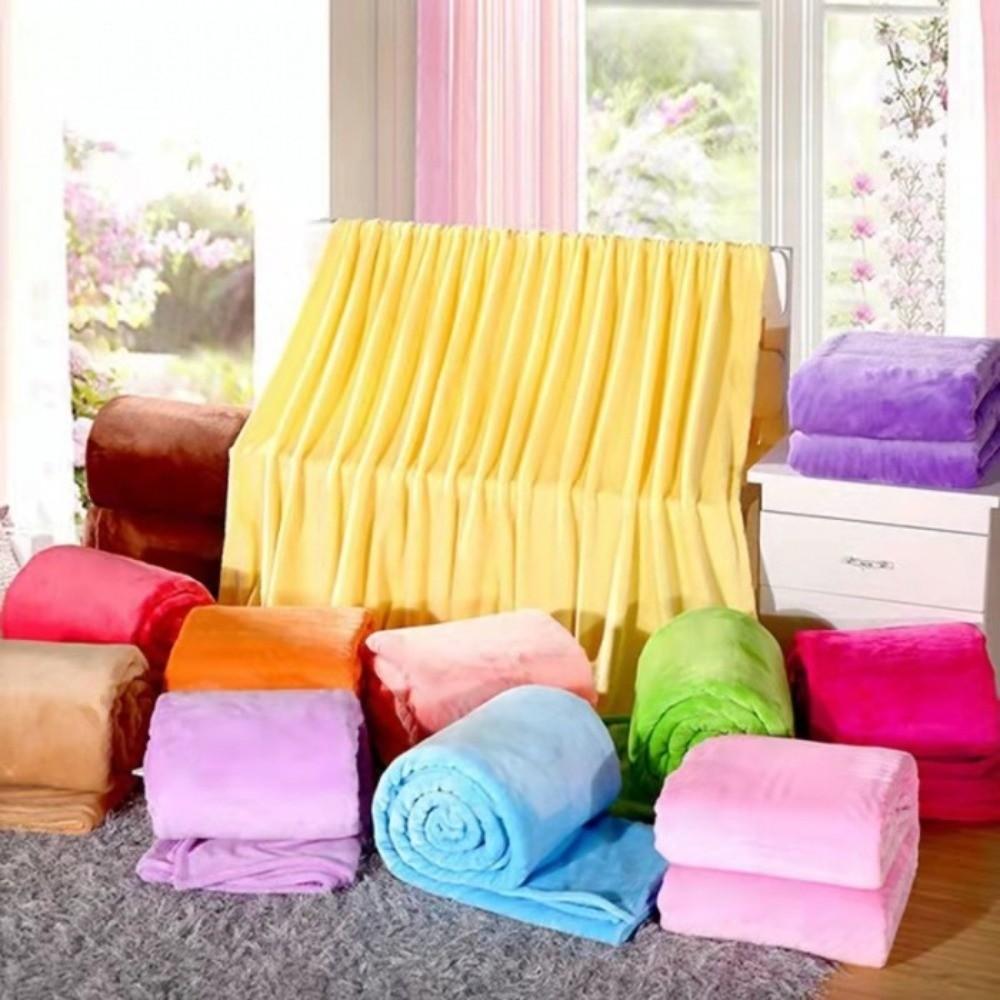 Solid Color Flannel Throw Blanket Soft Nap Shawl Blanket New Plush Blanket  For All Seasons