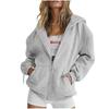 Felpa con zip oversize da donna, casual, vestibilità ampia, manica lunga, giacca con cappuccio e tasche