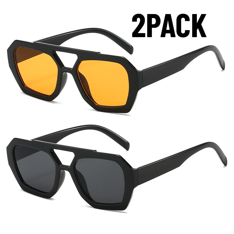1/2PACK Fashion Double Bridges Sunglasses Women Men Outdoor Travel Fishing Big Frame UV400 Retro Luxury Designer Eyewear