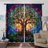Set Of 2 Colorful Floral Tree Curtains Window Decor Polyester Drapes Home Living Room Bedroom Curtain With Rod Pocket Perfect For Sitting