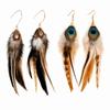 Hanging Long Feather Dangle Earrings Boho Peacock Tassel Earrings Beach Vacation