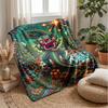 Christmas Dinosaur Celebration Blanket Personalized Name Flannel Blanket Soft Cozy Plush Throw for Sofa Bed Lightweight Home Decor