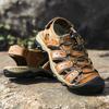 Fashion Genuine Leather Mens Water Beach Sandals Summer Closed Toe Sandals Non-slip Hiking Wading Sneakers Quick Dry Wading Aqua Shoes