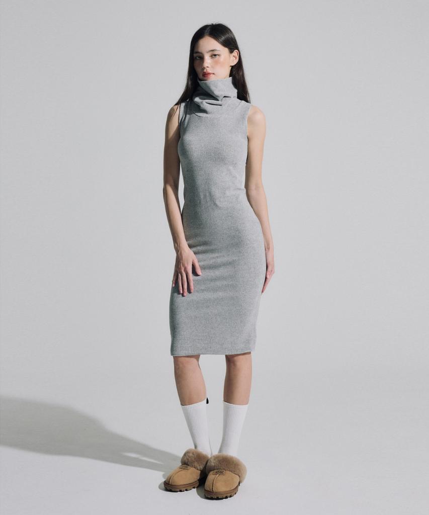 Binaaenko Underarm Cover Turtleneck Midi Dress - Melange Grey (S/M/L)