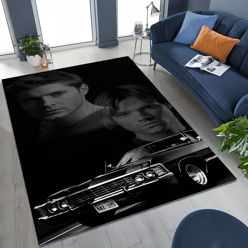 SPN Supernatural Dean Sam Winchester Castiel Rug for Bedroom Living Room Sofa Home Doormat Decor, Large Kids Non-slip Floor Mat