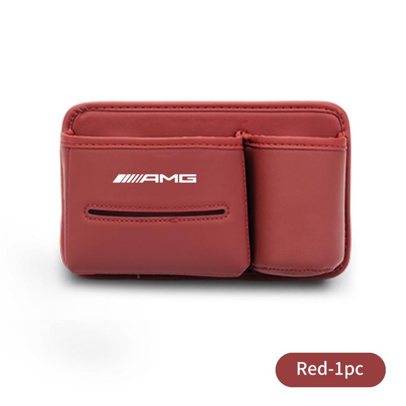 BTY4  Leather Car Seat Storage Bag Cup Holder Tissue Box Organizer For Mercedes Benz AMG A B C E S G Class W201 W210 W108 W205 W203