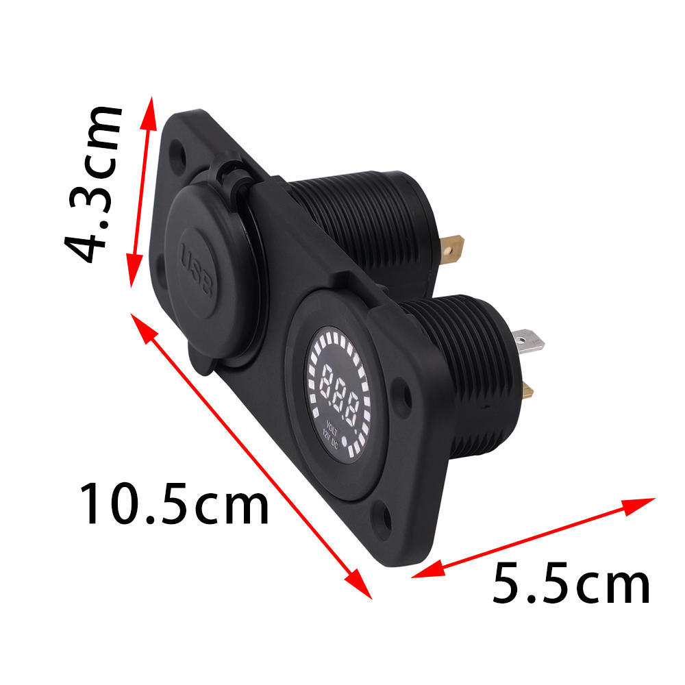 12V LED Duel Car 2 USB Port Charger with DC Voltmeter Digital Auto/Motorbike/Boat Cigarette Lighter Socket Splitter