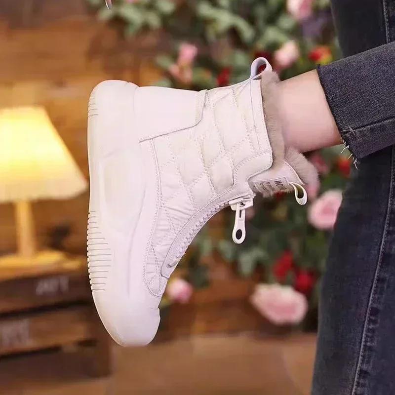 Women Snow Platform Ankle Boots Fur Warm Flats Cotton Shoes Woman Trend Winter New Boots Walking Short Plush Zapatos Female