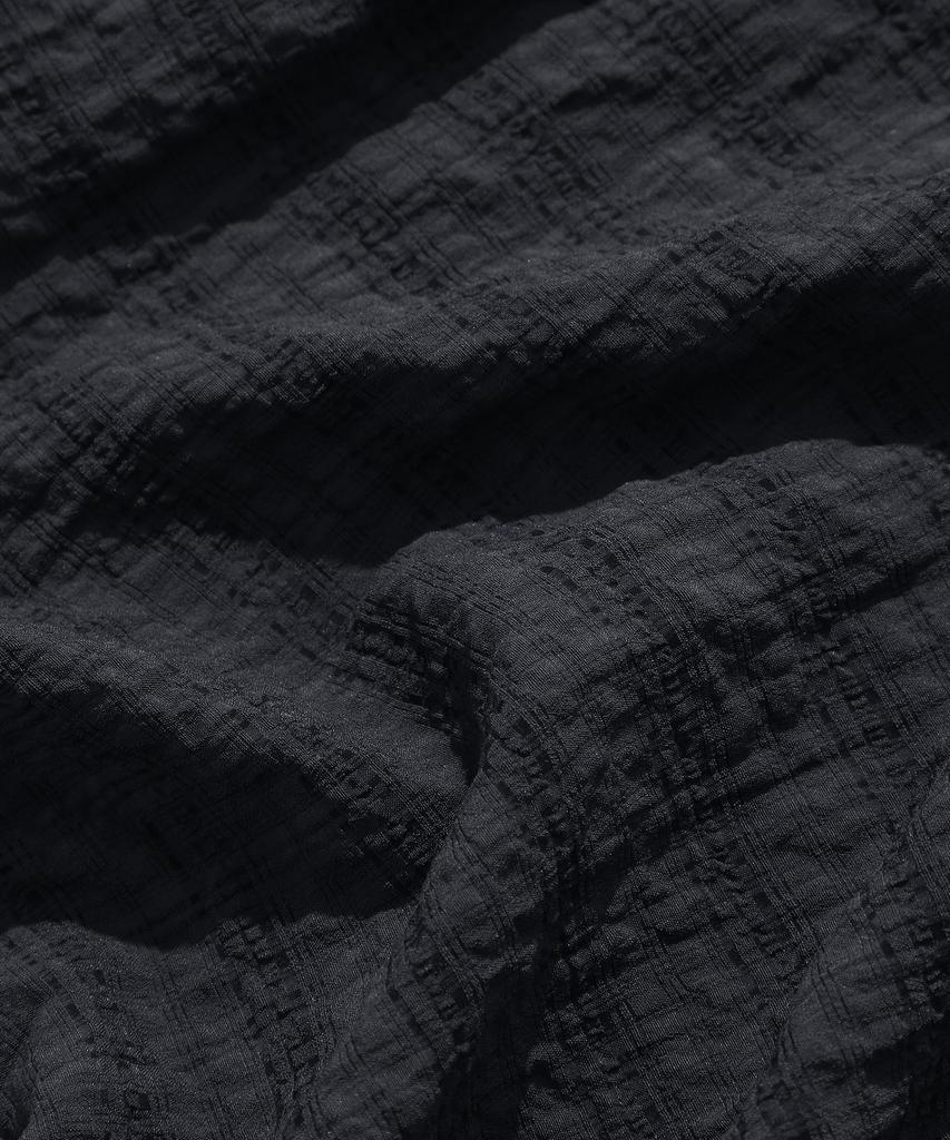 KIIMUIR [Crop] Crease Roll-Up Check Crop Short Sleeve Shirt_Charcoal [Select Sleeveless]