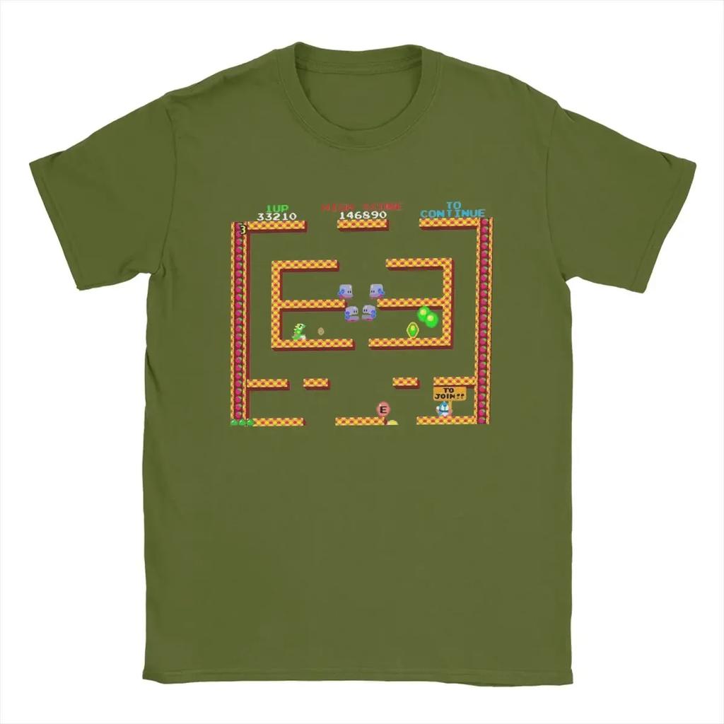 Unique Bubble Bobble Level Game T-Shirts for Men Crewneck Cotton T Shirts Short Sleeve Tees Plus Tops#Color(1)