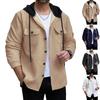 Color Block Hooded Short Sleeve Sweatshirt Button Jacquard Pocket Casual Athletic Top Loose Fit Women