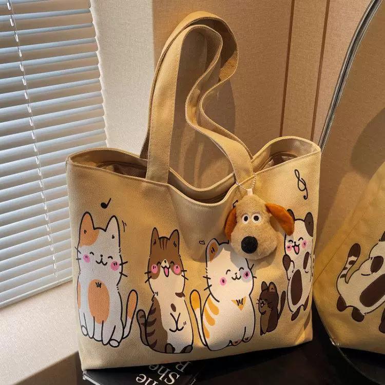 Sac en toile pour femme grand sac à bandoulière sac fourre-tout étudiant pour le cours le trajet quotidien sac à main décontracté polyvalent