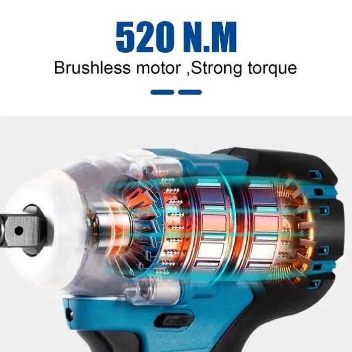 Professional Cordless Impact Wrench, Brushless, Cordless, 1/2 Inch, 18 V, Includes Two Batteries
