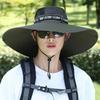 Men's Big Wide Brim Fisherman Hat Outdoor Sunscreen Hat Mountaineering Cap Fashion Panama Hat Fishing Hiking Hats