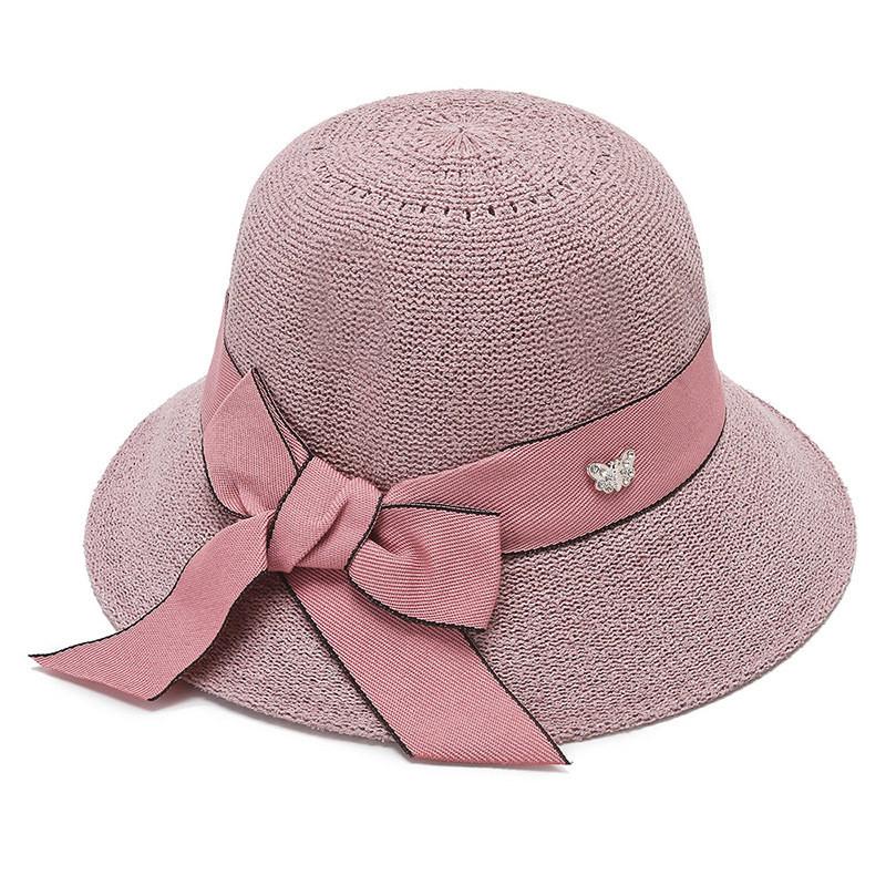 Womens Round Top Straw Sun Hat With Flat Brim And Uv Protection For Beach And Vacation