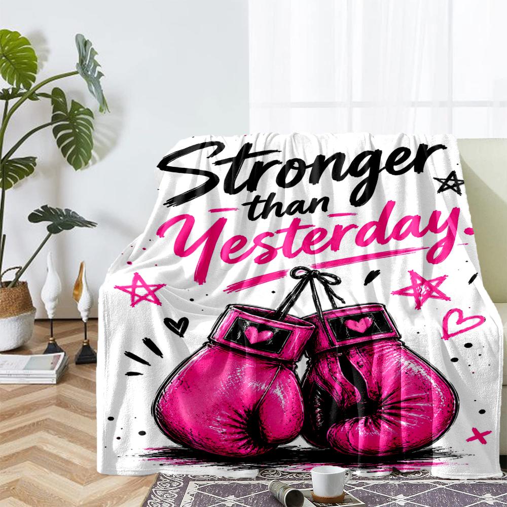 boxing Theme Printed Blanket - Perfect for Couch, Bed, Travel & Outdoor Use | Machine Washable, Cozy & Durable.