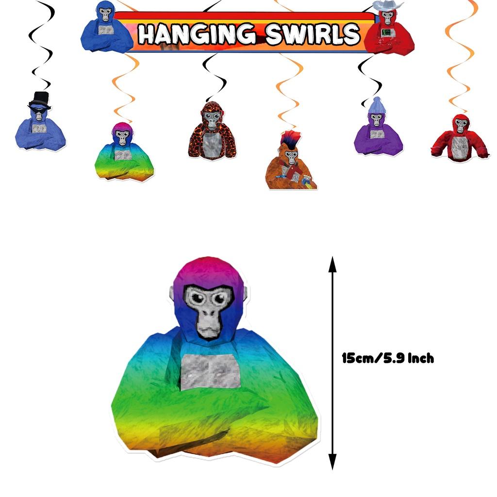 Kid's Birthday Party Supplies Gorilla Tag Theme With Balloons, Cake Toppers And Hanging Decorations