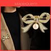 Fashion Bow Artificial Pearl Brooch For Women With Metal Clasp Ideal For Office And Formal Wear
