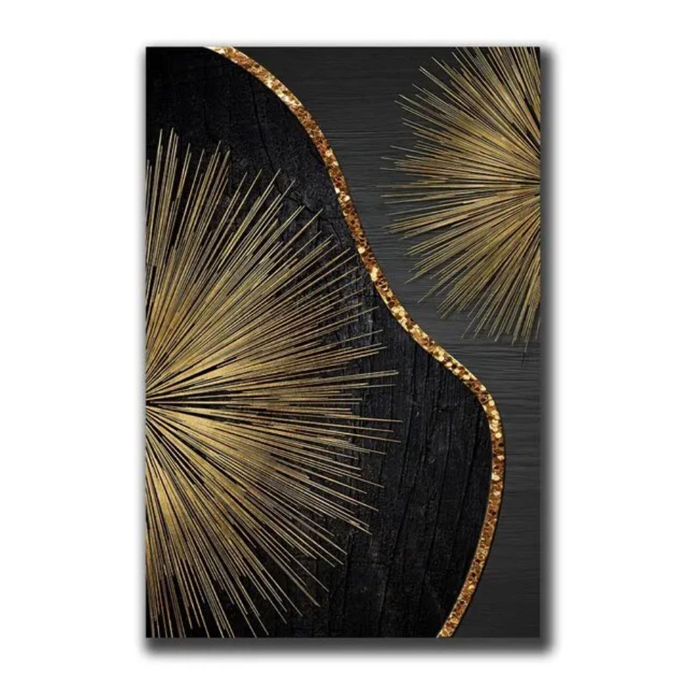 Luxury Vintage Wall Art Abstract Gold Black Green Marble Canvas Painting with Wood Texture Home Decor Posters Prints