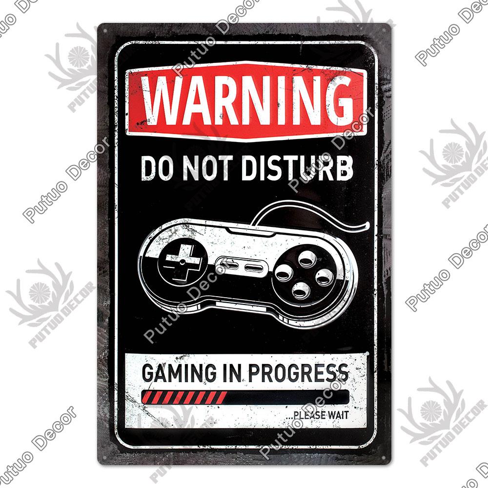 Decor Funny Gamer Vintage Tin Sign Plaque Metal Poster Retro Gaming Room Wall Art Painting for Home House Decoration