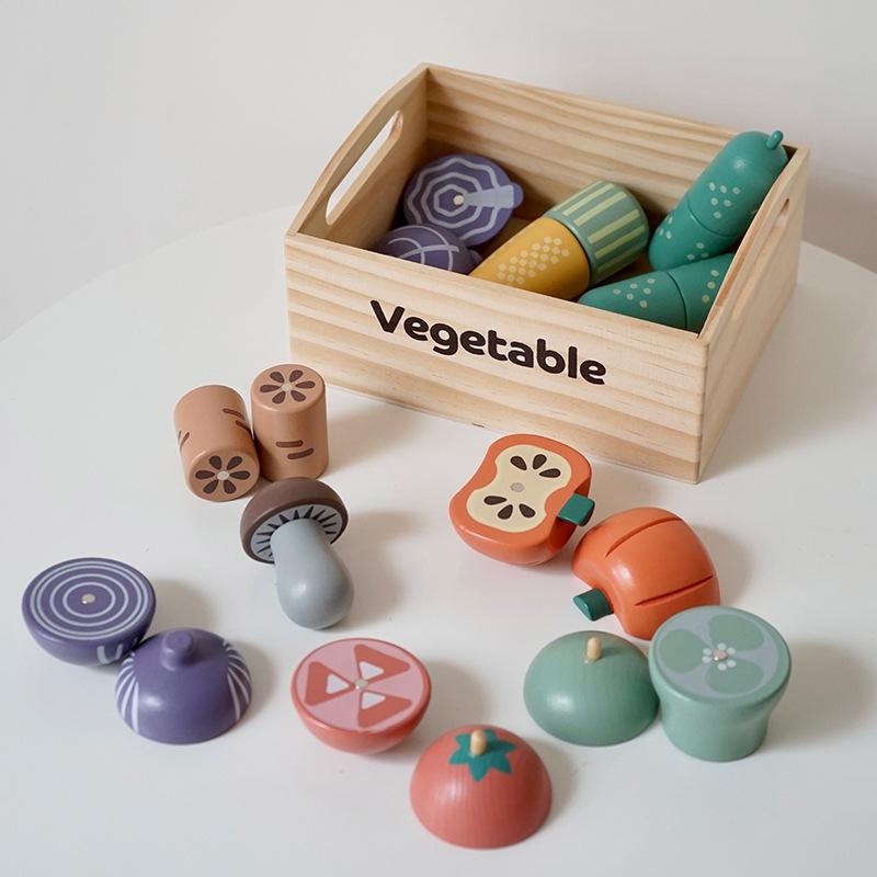 Jouets Alimentaires à Découper Jouets de Cuisine pour Enfants Ensemble d'Accessoires Alimentaires en Bois Jouets Alimentaires à Faire semblant Fruits Légumes Jouets Éducatifs pour la Cognition
